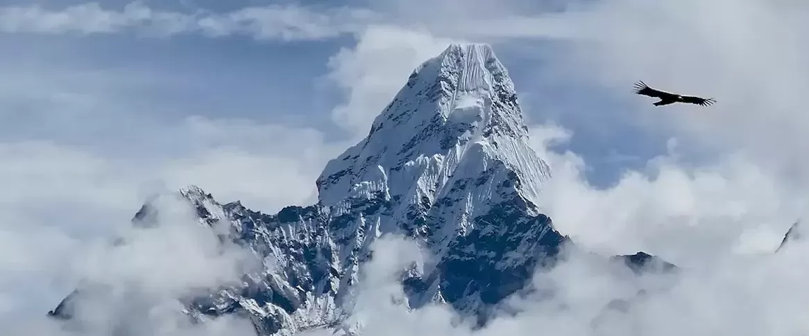 Ama Dablam mountain seen on the way to everest view trek